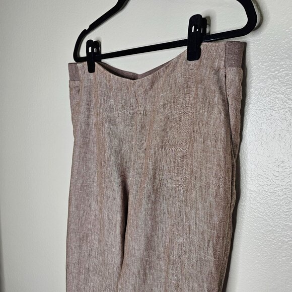 J Jill Love Linen M Brown Pull On Tapered Leg Pants Coastal Beach Resort - Picture 3 of 6